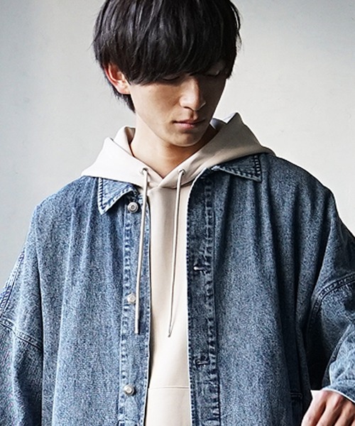 MinoriTY（マイノリティ）の「デニムバルーンジャケット 秋服 （デニムジャケット・メンズ・グレー/サックスブルー・M/L）」の7枚目の写真