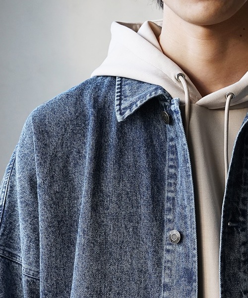 MinoriTY（マイノリティ）の「デニムバルーンジャケット 秋服 （デニムジャケット・メンズ・グレー/サックスブルー・M/L）」の16枚目の写真