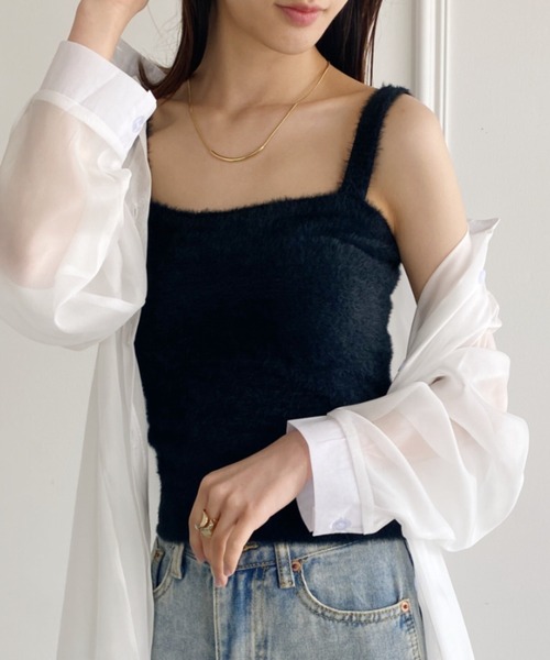 yuue' ( wear )（ユーイ）の「ニットタンクトップ（タンクトップ・レディース・ピンク/ホワイト/パープル/ブラック・FREE）」の3枚目の写真