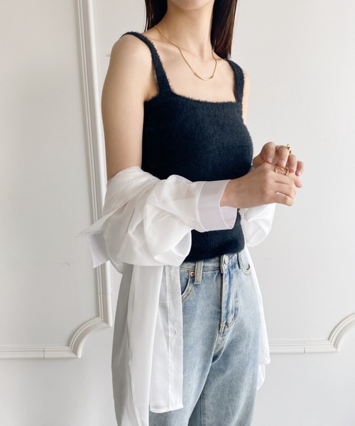 yuue' ( wear )（ユーイ）の「ニットタンクトップ（タンクトップ・レディース・ピンク/ホワイト/パープル/ブラック・FREE）」の5枚目の写真