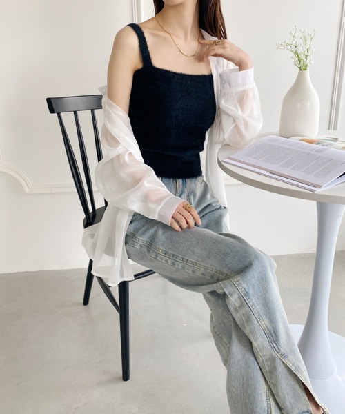 yuue' ( wear )（ユーイ）の「ニットタンクトップ（タンクトップ・レディース・ピンク/ホワイト/パープル/ブラック・FREE）」の7枚目の写真