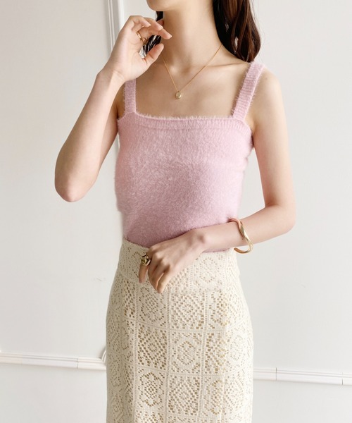 yuue' ( wear )（ユーイ）の「ニットタンクトップ（タンクトップ・レディース・ピンク/ホワイト/パープル/ブラック・FREE）」の10枚目の写真