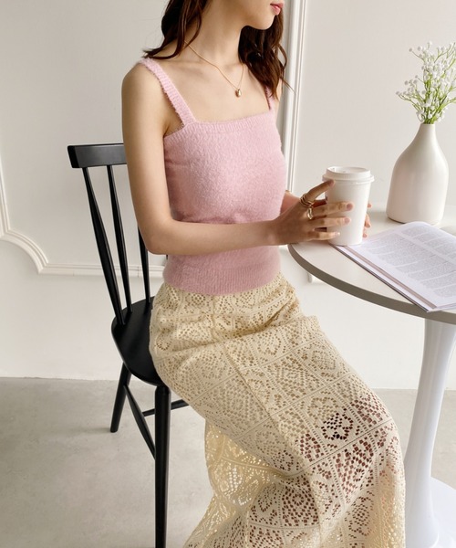 yuue' ( wear )（ユーイ）の「ニットタンクトップ（タンクトップ・レディース・ピンク/ホワイト/パープル/ブラック・FREE）」の12枚目の写真