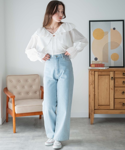 WEGO(ウィゴー)の「WEGO/コットンレース2wayボレロブラウス(シャツ/ブラウス・レディース・ブラック/ホワイト・FREE)」の12枚目の写真