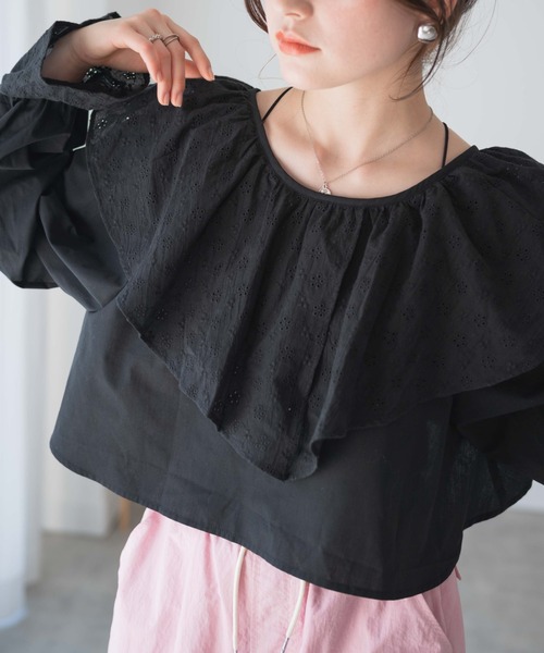 WEGO(ウィゴー)の「WEGO/コットンレース2wayボレロブラウス(シャツ/ブラウス・レディース・ブラック/ホワイト・FREE)」の8枚目の写真