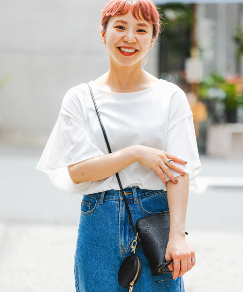 ITEMS URBANRESEARCH（アイテムズ アーバンリサーチ）の「シルケットライクフレアプルオーバー（Tシャツ/カットソー・レディース・オフホワイト/ブラック/ブルー/モカ・FREE）」の2枚目の写真