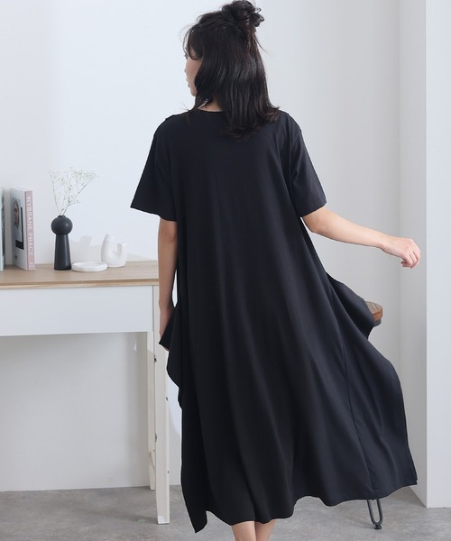 ElegChic（エレグシック）の「ショルダー タック フレア ワンピース（ワンピース・レディース・モカ/カーキ/ブラック/ベージュ・M/XL/4L）」の12枚目の写真