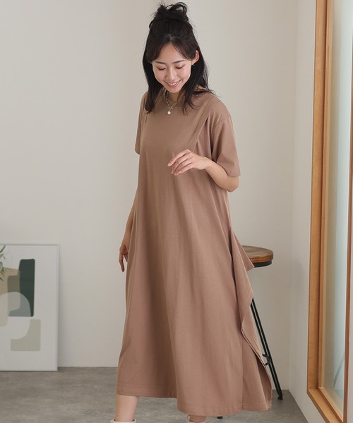 ElegChic（エレグシック）の「ショルダー タック フレア ワンピース（ワンピース・レディース・モカ/カーキ/ブラック/ベージュ・M/XL/4L）」の13枚目の写真