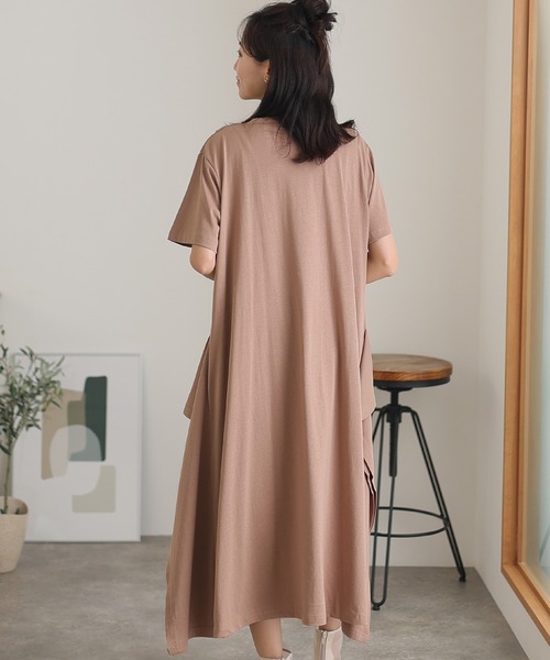 ElegChic（エレグシック）の「ショルダー タック フレア ワンピース（ワンピース・レディース・モカ/カーキ/ブラック/ベージュ・M/XL/4L）」の21枚目の写真
