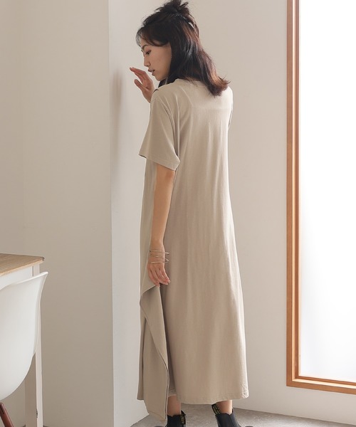 ElegChic（エレグシック）の「ショルダー タック フレア ワンピース（ワンピース・レディース・モカ/カーキ/ブラック/ベージュ・M/XL/4L）」の7枚目の写真