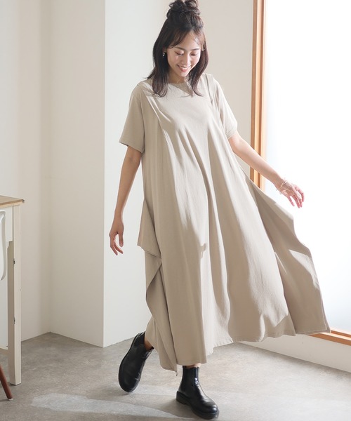 ElegChic（エレグシック）の「ショルダー タック フレア ワンピース（ワンピース・レディース・モカ/カーキ/ブラック/ベージュ・M/XL/4L）」の19枚目の写真