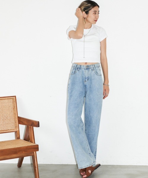 Auntie Rosa Holiday（アンティローザホリデー）の「ハイライズホックワイドデニム（デニムパンツ・レディース・ブルー・SMALL/MEDIUM）」の13枚目の写真