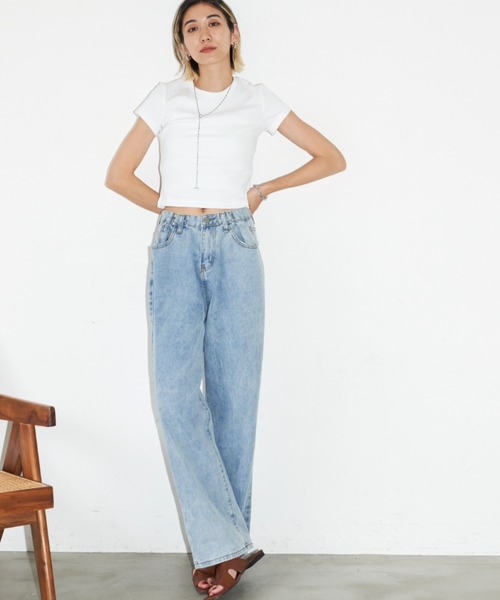 Auntie Rosa Holiday（アンティローザホリデー）の「ハイライズホックワイドデニム（デニムパンツ・レディース・ブルー・SMALL/MEDIUM）」の11枚目の写真