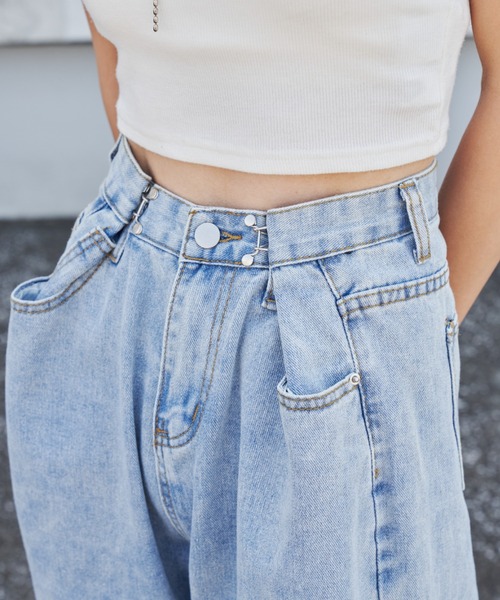 Auntie Rosa Holiday（アンティローザホリデー）の「ハイライズホックワイドデニム（デニムパンツ・レディース・ブルー・SMALL/MEDIUM）」の18枚目の写真