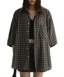 オーバーサイズ ワンポイントロゴ 半袖チェックシャツ DCS2037【MASONPRINCE】