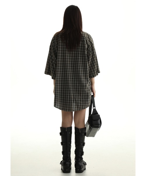 MASONPRINCE（メイソンプリンス）の「オーバーサイズ ワンポイントロゴ 半袖チェックシャツ DCS2037【MASONPRINCE】（シャツ/ブラウス・メンズ・ブラウン系その他/グリーン系その他・L/M/S）」の7枚目の写真