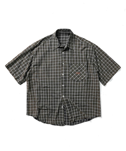 MASONPRINCE（メイソンプリンス）の「オーバーサイズ ワンポイントロゴ 半袖チェックシャツ DCS2037【MASONPRINCE】（シャツ/ブラウス・メンズ・ブラウン系その他/グリーン系その他・L/M/S）」の9枚目の写真