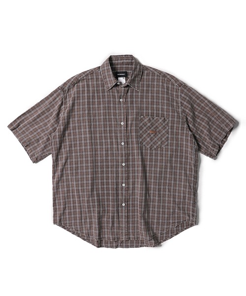 MASONPRINCE（メイソンプリンス）の「オーバーサイズ ワンポイントロゴ 半袖チェックシャツ DCS2037【MASONPRINCE】（シャツ/ブラウス・メンズ・ブラウン系その他/グリーン系その他・L/M/S）」の6枚目の写真