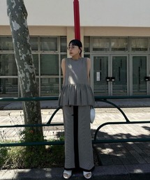 Ameri★ MEDI HOUNDSTOOTH PEPLUM TOP Ameri（アメリ）の「MEDI HOUNDSTOOTH PEPLUM TOP（シャツ