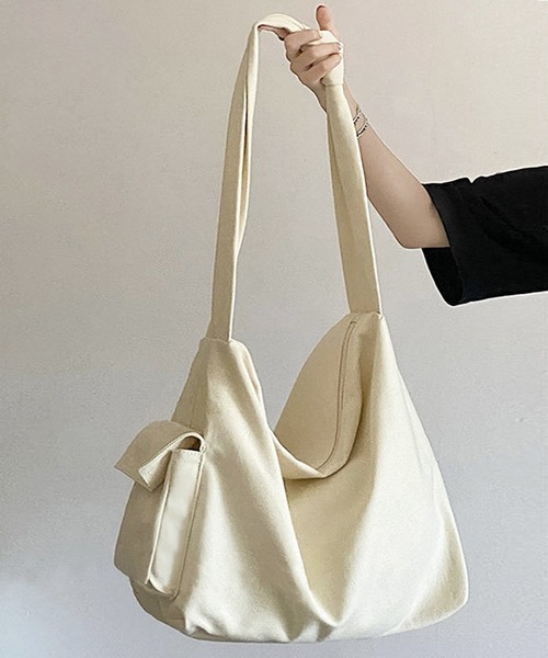 fd style(エフディ スタイル)の「サイドポケット ビッグキャンバスショルダーバッグ(ショルダーバッグ・レディース・ホワイト/Black・FREE)」の10枚目の写真