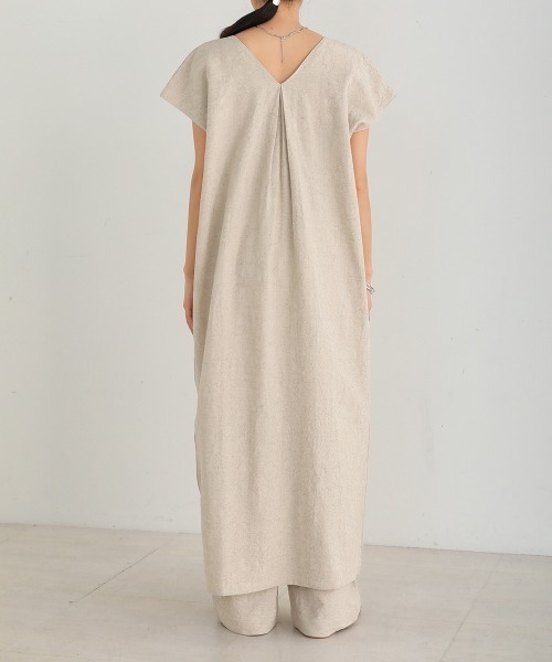 前後2WAYリネン混ジャガードワンピース