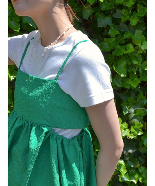 Ungrid（アングリッド）の「サイドオープンジャカードキャミ（シャツ/ブラウス・レディース・オフホワイト/グリーン/ブラック・FREE）」の3枚目の写真