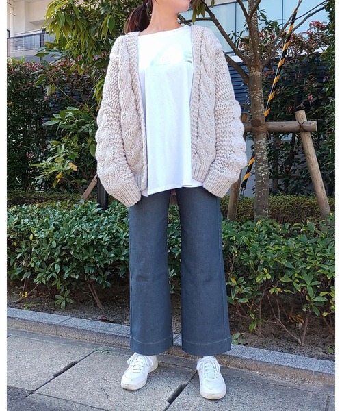 Q（キュー）の「ハンドケーブルカーディガン（カーディガン/ボレロ・レディース・ライトグレー・MEDIUM）」の18枚目の写真