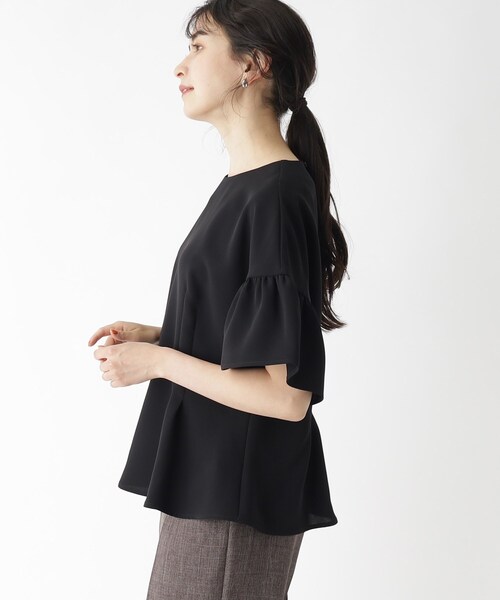 OPAQUE.CLIP（オペークドットクリップ）の「◆フレアスリーブペプラムブラウス【洗濯機洗い可】（シャツ/ブラウス・レディース・グリーン/ブラック/オフホワイト・42/36/38/40）」の7枚目の写真