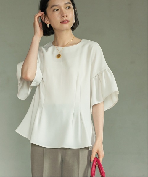 フレアスリーブペプラムブラウス セール】FLARE SLEEVE PEPLUM BLOUSE/フレアスリーブペプラム