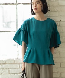 ◆フレアスリーブペプラムブラウス【洗濯機洗い可】