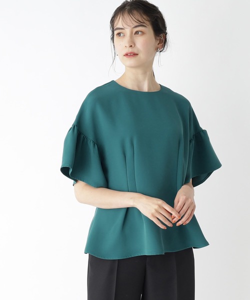 OPAQUE.CLIP（オペークドットクリップ）の「◆フレアスリーブペプラムブラウス【洗濯機洗い可】（シャツ/ブラウス・レディース・グリーン/ブラック/オフホワイト・42/36/38/40）」の13枚目の写真