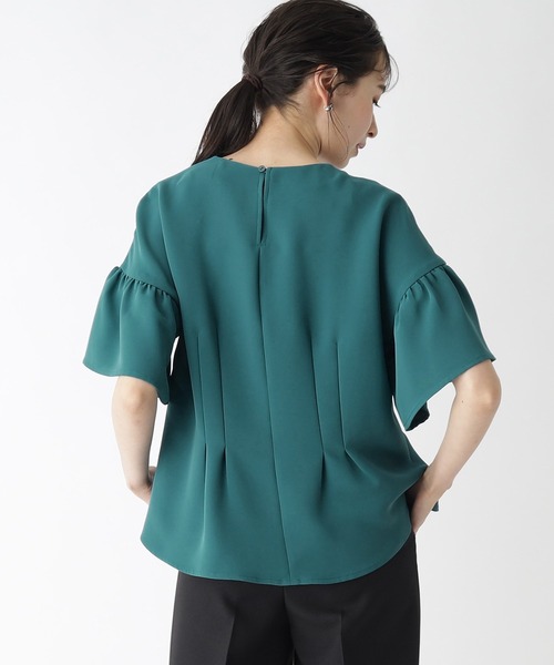 OPAQUE.CLIP（オペークドットクリップ）の「◆フレアスリーブペプラムブラウス【洗濯機洗い可】（シャツ/ブラウス・レディース・グリーン/ブラック/オフホワイト・42/36/38/40）」の15枚目の写真