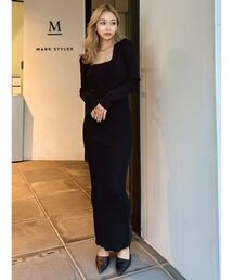 GYDA | 2WAYスクエアネックニットロングワンピース(ワンピース)