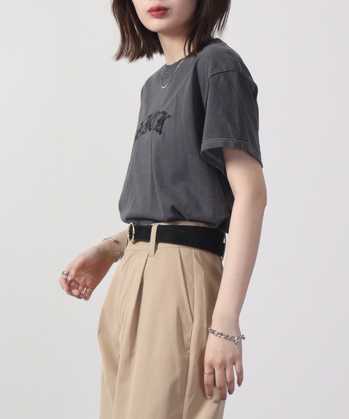 MODISH GAZE（モディシュガゼ）の「MODISH GAZE ピグメントSICK刺繍Tシャツ 半袖（Tシャツ/カットソー・メンズ・スミクロ/オリーブ/ホワイト/バーガンディー・L/M/XL）」の13枚目の写真
