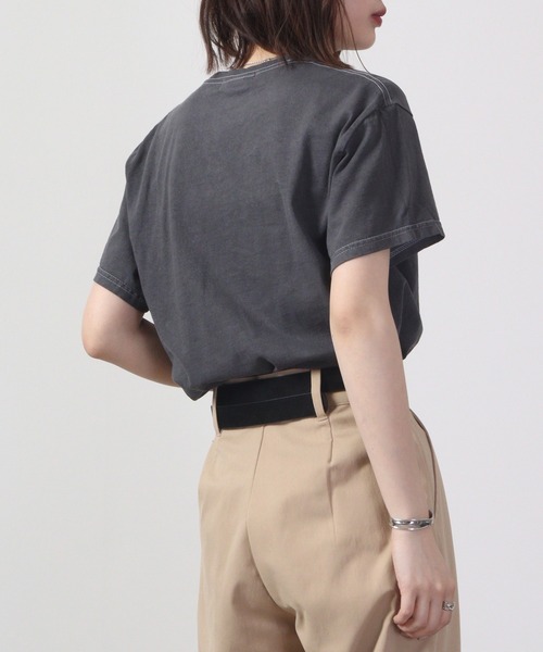 MODISH GAZE（モディシュガゼ）の「MODISH GAZE ピグメントSICK刺繍Tシャツ 半袖（Tシャツ/カットソー・メンズ・スミクロ/オリーブ/ホワイト/バーガンディー・L/M/XL）」の15枚目の写真