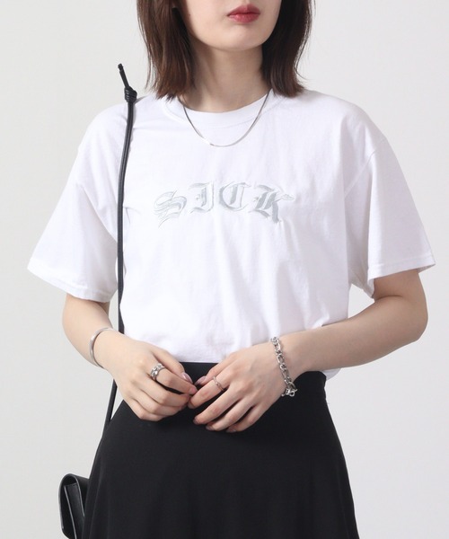 MODISH GAZE（モディシュガゼ）の「MODISH GAZE ピグメントSICK刺繍Tシャツ 半袖（Tシャツ/カットソー・メンズ・スミクロ/オリーブ/ホワイト/バーガンディー・L/M/XL）」の5枚目の写真