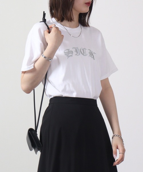 MODISH GAZE（モディシュガゼ）の「MODISH GAZE ピグメントSICK刺繍Tシャツ 半袖（Tシャツ/カットソー・メンズ・スミクロ/オリーブ/ホワイト/バーガンディー・L/M/XL）」の6枚目の写真