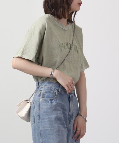 MODISH GAZE（モディシュガゼ）の「MODISH GAZE ピグメントSICK刺繍Tシャツ 半袖（Tシャツ/カットソー・メンズ・スミクロ/オリーブ/ホワイト/バーガンディー・L/M/XL）」の18枚目の写真