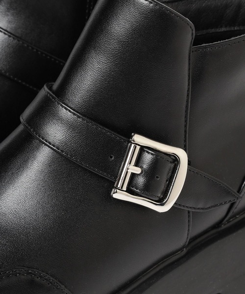 niko and...（ニコアンド）の「オリジナルベルト付きショートブーツ（ブーツ・レディース・モカ/ブラック・MEDIUM/LARGE）」の9枚目の写真