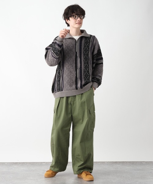 90's レトロ　プルオーバー　ジップアップニット　激レア RAGEBLUE（レイジブルー）の「レトロジャガード/ハーフジップ