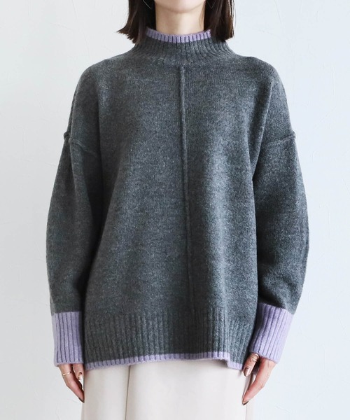 reca（レカ）の「バイカラーハイネックニットプルオーバー（ニット/セーター・レディース・チャコール/ベージュ/オートミール・FREE）」の6枚目の写真