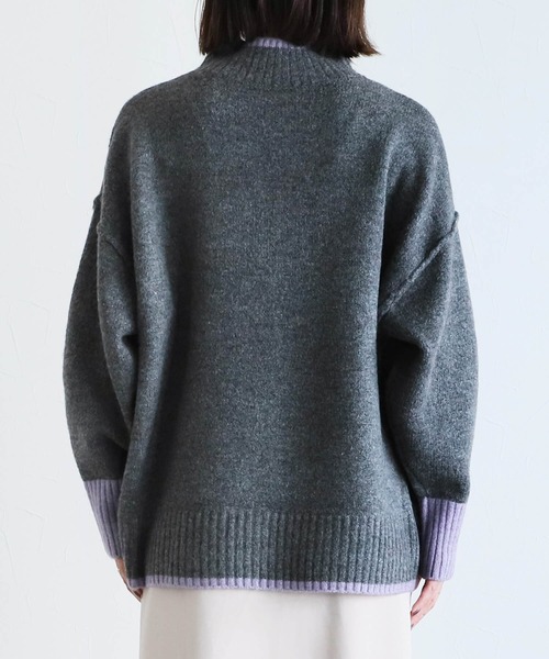 reca（レカ）の「バイカラーハイネックニットプルオーバー（ニット/セーター・レディース・チャコール/ベージュ/オートミール・FREE）」の8枚目の写真