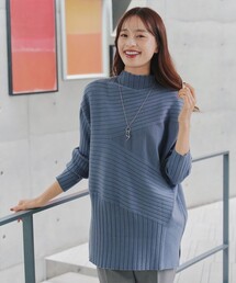 リブ編み」に該当するニット/セーター（ブルー・ネイビー/青色系
