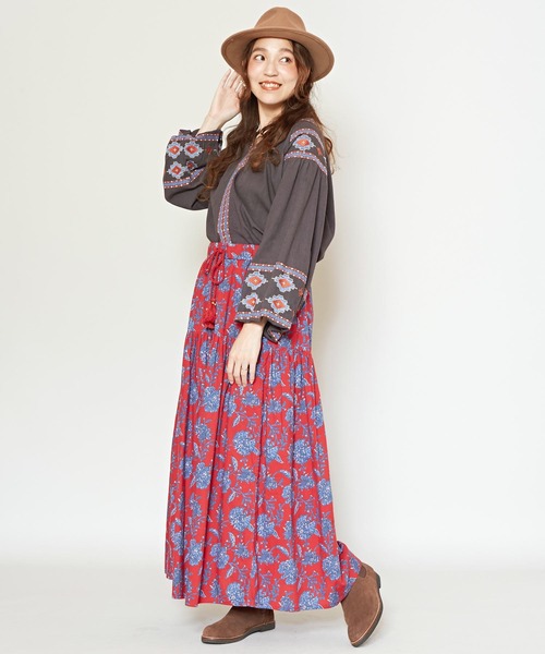 チャイハネ（チャイハネ）の「【チャイハネ】アロラロングスカート（スカート・レディース・マスタード/ネイビー/パープル/ブルー/ブラウン/グリーン/レッド/イエロー/ピンク・FREE）」の16枚目の写真