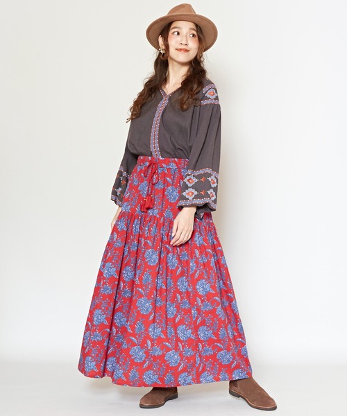 チャイハネ（チャイハネ）の「【チャイハネ】アロラロングスカート（スカート・レディース・マスタード/ネイビー/パープル/ブルー/ブラウン/グリーン/レッド/イエロー/ピンク・FREE）」の13枚目の写真