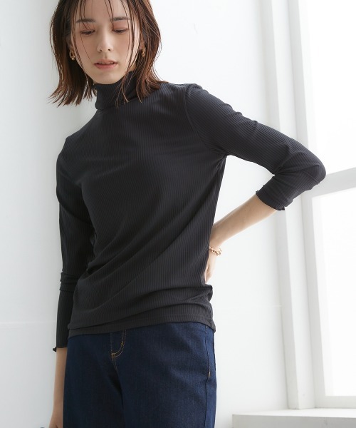 細リブハイネックカットソートップス（Tシャツ/カットソー）｜nissen