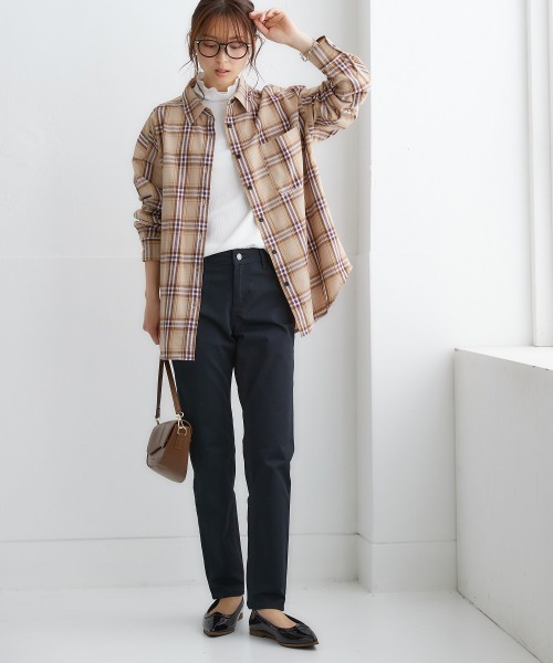 nissen（ニッセン）の「細リブハイネックカットソートップス（Tシャツ/カットソー・レディース・ホワイト×ブラック/ブラウン系/ネイビー/オフホワイト/コーラル/サックスブルー/ブラック/ライトグレー/グリーン系/ネイビー×ホワイト・LL/S/L/M/3L）」の17枚目の写真