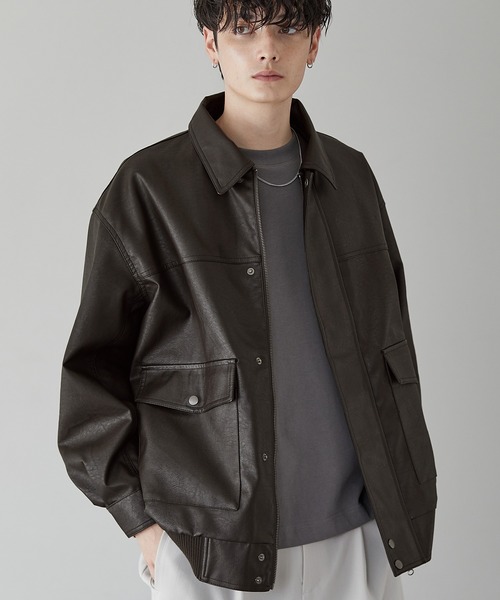 ヴィンテージライクビッグシルエットフライトジャケット（ブルゾン