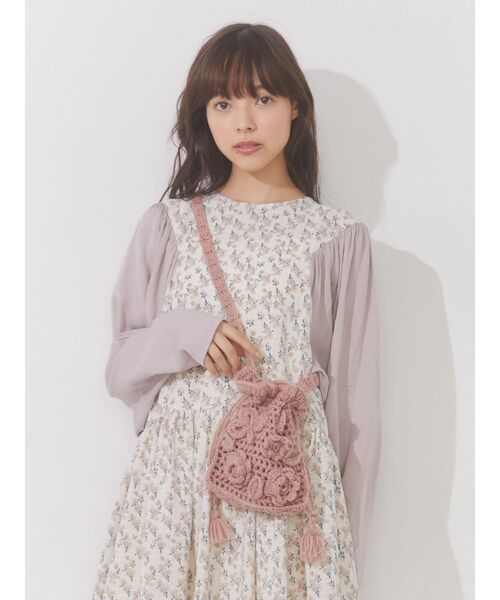 merry jenny(メリージェニー)の「おはなニットポシェット(ハンドバッグ・レディース・アイボリー/ブラック/ピンク・FREE)」の8枚目の写真