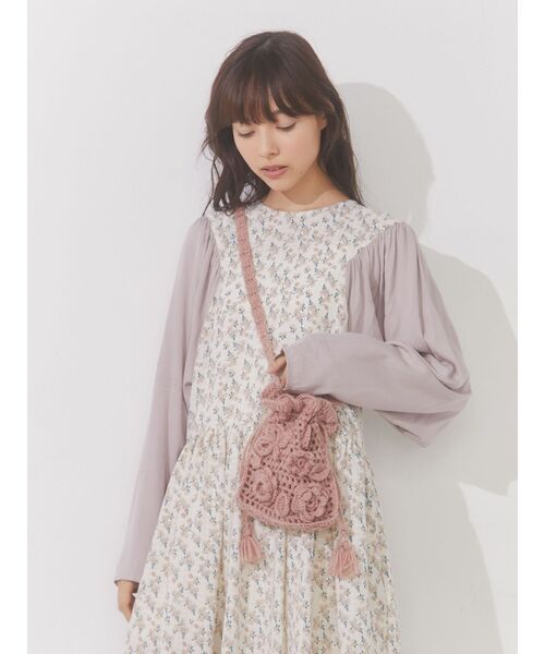 merry jenny(メリージェニー)の「おはなニットポシェット(ハンドバッグ・レディース・アイボリー/ブラック/ピンク・FREE)」の9枚目の写真